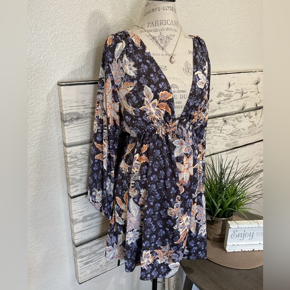 Free People Floral V-Neck Dress - Picture 2 of 6